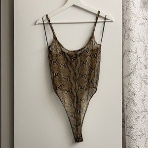 Snake print mesh bodysuit - NWOT
